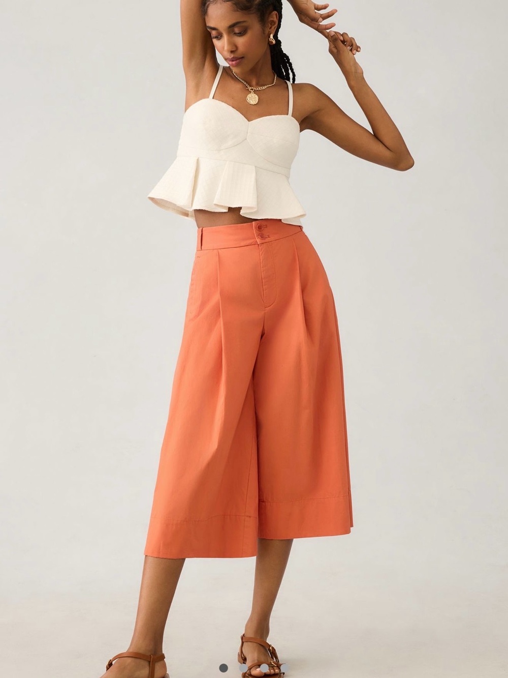 Anthropologie High-Waist Wide Leg Culotte Pants in Coral. 3x. 26w. NWT.